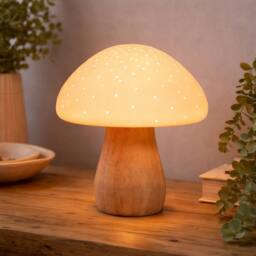 Dragodirect Mushroom Table Lamp Retro Bedside Night Light in Brown - thumbnail 1
