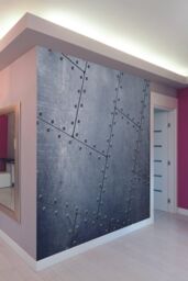 Origin Murals Tiled Metal Wall Mural in Grey - Size: W350 cm x H280 cm - thumbnail 1