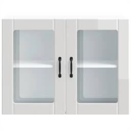 Berkfield Home Kitchen Wall Cabinet with Glass Door Kalmar Grey Sonoma Wood in White - thumbnail 6