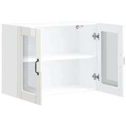Berkfield Home Kitchen Wall Cabinet with Glass Door Kalmar Grey Sonoma Wood in White - thumbnail 7