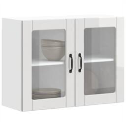 Berkfield Home Kitchen Wall Cabinet with Glass Door Kalmar Grey Sonoma Wood in White - thumbnail 5