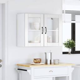 Berkfield Home Kitchen Wall Cabinet with Glass Door Kalmar Grey Sonoma Wood in White - thumbnail 1