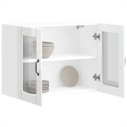 Berkfield Home Kitchen Wall Cabinet with Glass Door Kalmar Grey Sonoma Wood in White - thumbnail 2