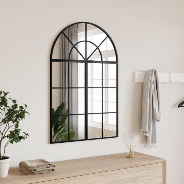 Berkfield Home Wall Mirror Black 60x30 cm Arch Iron - image 1