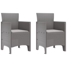 Berkfield Home Garden Chair Set of 2 Light grey Polyethylene Rattan Standard - thumbnail 2