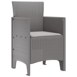 Berkfield Home Garden Chair Set of 2 Light grey Polyethylene Rattan Standard - thumbnail 4