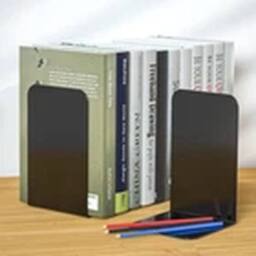 Havendro 2 Pairs of Black Heavy Duty Metal Bookends Anti Slip Book Stand - thumbnail 3