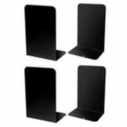 Havendro 2 Pairs of Black Heavy Duty Metal Bookends Anti Slip Book Stand - thumbnail 1