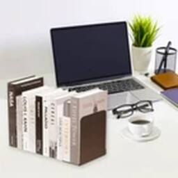 Havendro 2 Pairs of Black Heavy Duty Metal Bookends Anti Slip Book Stand - thumbnail 2
