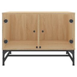 Berkfield Home Coffee Table with Glass Doors Sonoma Oak 68.5x50x50 cm in Brown - thumbnail 5
