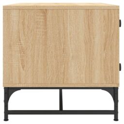 Berkfield Home Coffee Table with Glass Doors Sonoma Oak 68.5x50x50 cm in Brown - thumbnail 6