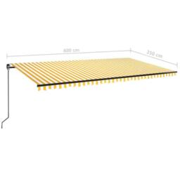 Berkfield Home Manual Retractable Awning 600x350 cm Yellow & White - thumbnail 8