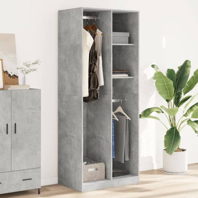 Berkfield Home Wardrobe Concrete Grey 80x50x200 cm Engineered Wood - Size: 80 x 50 x 200 cm - image 1