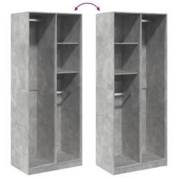 Berkfield Home Wardrobe Concrete Grey 80x50x200 cm Engineered Wood - Size: 80 x 50 x 200 cm - thumbnail 7