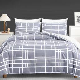 Grace Bricks Brushed Microfiber Bedding Bundle Set Ultrasoft Hypoallergenic in Grey - Size: Single - thumbnail 3
