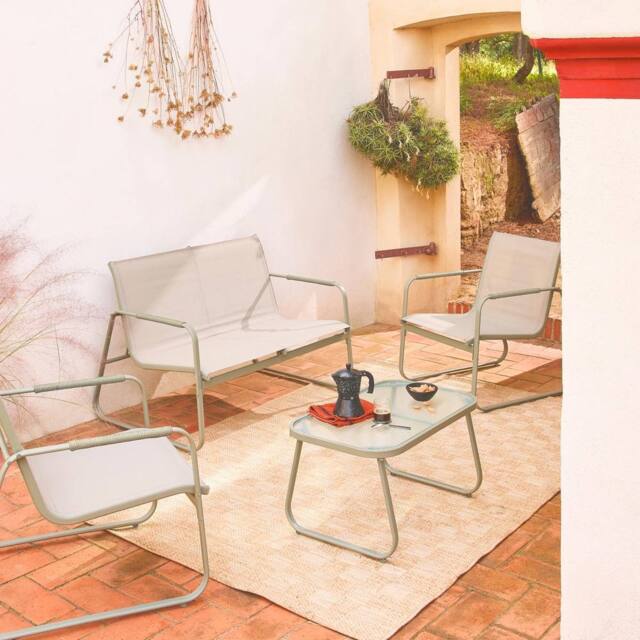 sweeek 4-seater Steel Garden Sofa Set in Khaki - image 1