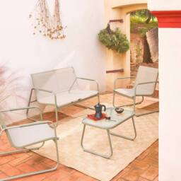 sweeek 4-seater Steel Garden Sofa Set in Khaki - thumbnail 3