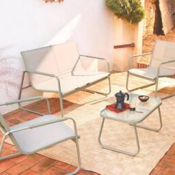 sweeek 4-seater Steel Garden Sofa Set in Khaki - thumbnail 4