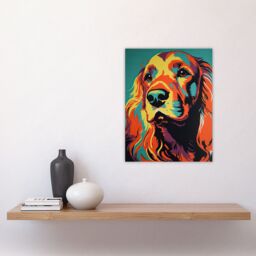 Artery8 Red Setter Dog Modern Flamboyant Colourful Graphic Coral Orange & Teal Yellow Unframed Wall Art Print Poster Home Decor Premium - thumbnail 4