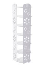 Living and Home Narrow Shoe Rack 7 Tier for Closet Entryway Tall Slim Vertical Shoe Rack for Small Spaces in White - thumbnail 4