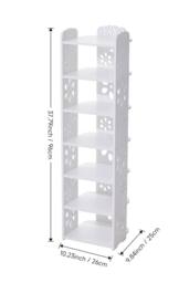 Living and Home Narrow Shoe Rack 7 Tier for Closet Entryway Tall Slim Vertical Shoe Rack for Small Spaces in White - thumbnail 3