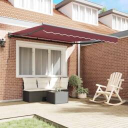 Berkfield Home Retractable Awning Manual Burgundy Red 300x250 cm Polyester - thumbnail 3