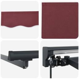 Berkfield Home Retractable Awning Manual Burgundy Red 300x250 cm Polyester - thumbnail 8