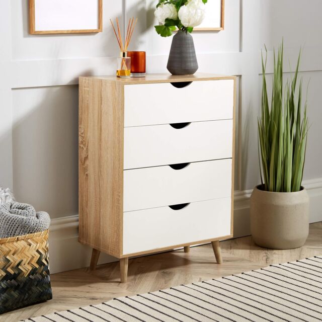 Home Source Sideboard Chest Drawers TV Stand Bedside Living Room Boden in Light Oak - image 1