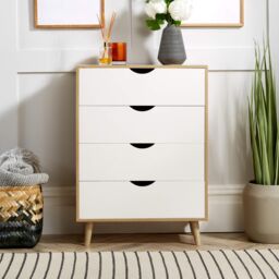 Home Source Sideboard Chest Drawers TV Stand Bedside Living Room Boden in Light Oak - thumbnail 2