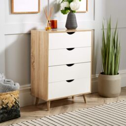 Home Source Sideboard Chest Drawers TV Stand Bedside Living Room Boden in Light Oak - thumbnail 1