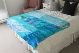 Benjamin Tate Design Crazy Blue Ben Blanket in Natural - Size: 120 cm x 150 cm - thumbnail 3