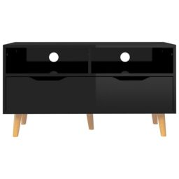 Berkfield Home TV Cabinet High Gloss Black 90x40x48.5 cm Engineered Wood - thumbnail 5
