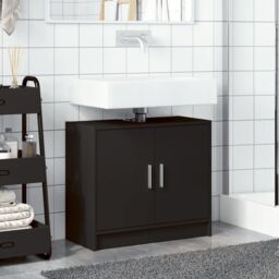 Berkfield Home Sink Cabinet Black 63x29x55 cm Engineered Wood - Size: 63 x 29 x 55 cm - thumbnail 3