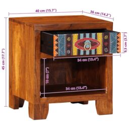 Berkfield Home Bedside Cabinet 40x35x45 cm Solid Wood Acacia in Brown - Size: 40 x 35 x 45 cm - thumbnail 9
