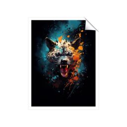 "Warren Reed - Designer Splashart Angry Hyena Face Unframed Art Print - Size: W16"" x H24""" - thumbnail 2