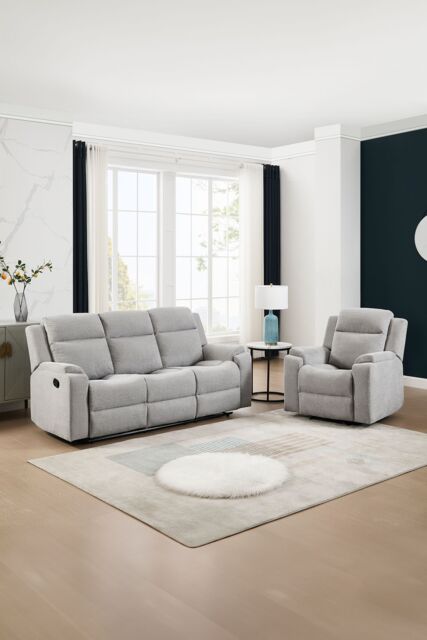 More4Homes Orka 1+3 Seater Fabric Manual Recliner Sofa Set in Grey - image 1