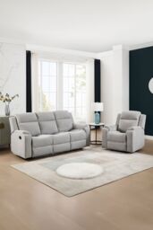 More4Homes Orka 1+3 Seater Fabric Manual Recliner Sofa Set in Grey - thumbnail 1