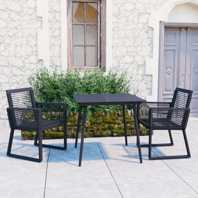 Berkfield Home 3 Piece Outdoor Dining Set PVC Rattan Black - image 1