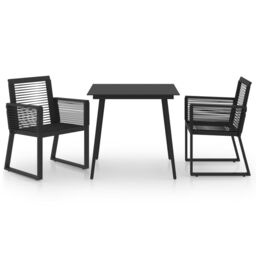 Berkfield Home 3 Piece Outdoor Dining Set PVC Rattan Black - thumbnail 2