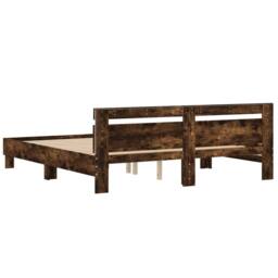 Berkfield Home Durable Bed Frame with LED without Mattress Smoked Oak 200x200 cm in Brown - thumbnail 9