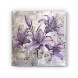 "Warren Reed - Designer Purple Lilies In Bloom Canvas - Size: W16"" x H16""" - thumbnail 2