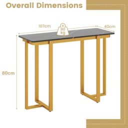 Gymax Console Table Modern Faux Marble Entryway Table Metal Frame in Gold - thumbnail 2
