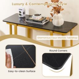 Gymax Console Table Modern Faux Marble Entryway Table Metal Frame in Gold - thumbnail 4