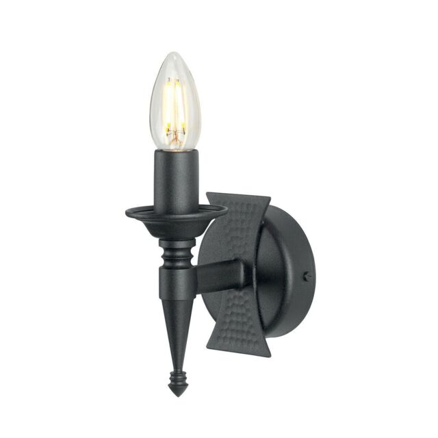Loops Wall Light Sconce Metal Panels Period & Modern Style Black LED E14 60W Bulb