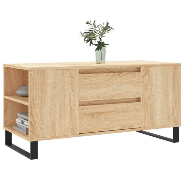 Berkfield Home Modern Coffee Table Sonoma Oak 102x44.5x50 cm Engineered Wood in Light Tan - image 1