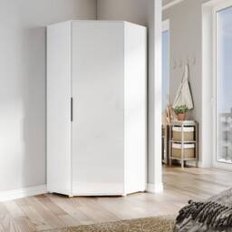 FORGEVIO Modern High Gloss Corner Wardrobe White without Mirror - Size: 0.6m2