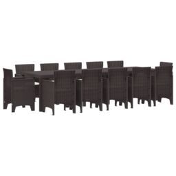 Berkfield Home 13 Piece Garden Dining Set with Cushions Brown Poly Rattan - thumbnail 2