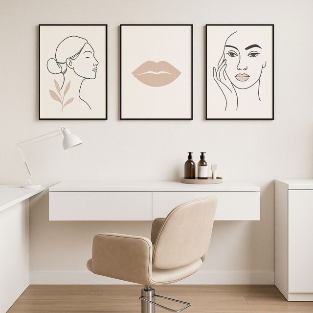 Mafett Women's Set of 3 Minimalist Beauty Wall Art Prints Elegant Line Portraits - Size: A2