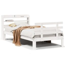 Berkfield Home Bed Frame with Headboard without Mattress White 75x190 cm Small Single - thumbnail 2