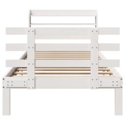 Berkfield Home Bed Frame with Headboard without Mattress White 75x190 cm Small Single - thumbnail 4